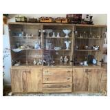 DISPLAY CABINET 4 SECTIONS FAUX BURLED WOOD