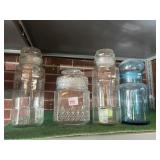 GLASS JARS, INCL. BLUE