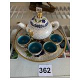 CLOISONNE TEAPOT AND CUPS