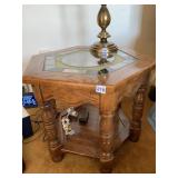OCTAGON OAK GLASS INSET TABLE