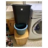 TRASH CAN, BUCKET, GOLD LAUNDRY/ TRASH BIN
