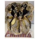 3 DECORATIVE WOMEN ON WOOD BOARD VERY ORNATE