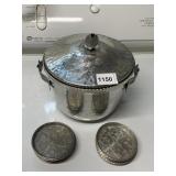ALUMINUM ICE BUCKET AND 4 COASTERS