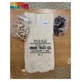 UNION TRUST BANK BAG AND CHESS PIECES