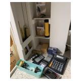 CALCULATORS, STAPLE PULLER, RULERS, RUBBER BANDS