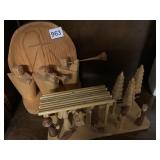 CARVED WOOD MANGER SCENE