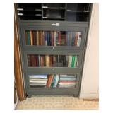 GRAY ART METAL STACKING BOOKCASE W/ GLASS DOORS