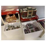 VILLAGE SCENE LIGHTED HOUSES IN BOXES