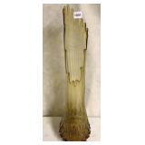 TALL HAND AMBER GLASS SWUNG GLASS VASE 27IN H