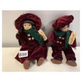 PAIR SPRINGFORM DOLLS VELVET OUTFITS