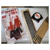 WOOD RULER, RASP, ROUNDING TOOL