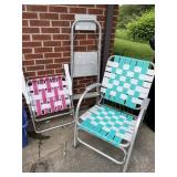 FOLDING ALUM LADDER, 2 LAWN CHAIRS