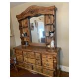 PINE DRESSER - 64" X 18" - 79" W/ MIRROR