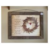 OUR FAMILY VERSE ON BOARD W/ WREATH