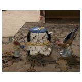 DOG JAR W/ CRACKED LID, BIRDS