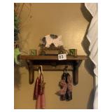 SMALL SHELF WITH CANDLES ETC. 5" X 12" X 4"