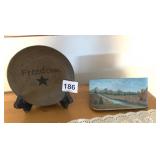 PAINTED CONCRETE TOOL MARKED USA #2, AND SMALL