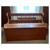 BENCH SEAT WITH STORAGE, SOME DAMAGE AS SHOWN.