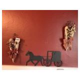 METAL HORSE CARRIAGE, WALL HEARTS