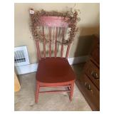 PAINTED ANTIQUE CHAIR AND DRIED FLOWER ACCENT