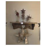 6" X 18" X 5" SHELF WITH JARS AND HANGING STAR
