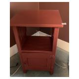WOODEN RED PAINTED NIGHTSTAND WITH DOOR, 30" X
