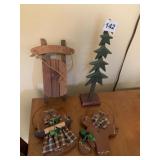 WOODEN TREE (12.5" TALL) AND OTHER WOODEN ITEMS