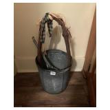 GALVANIZED BUCKET MADE INTO A BASKET