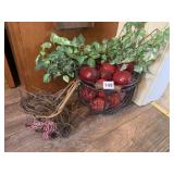 METAL BASKET WITH ARTIFICIAL APPLES AND SMALL