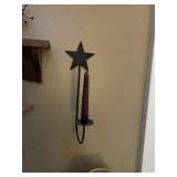 CAST IRON CANDLE HOLDERS WITH HANDMADE CANDLE.