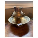 BRASS VASE BRASS PEDESTAL BOWL