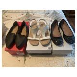THREE PAIRS NEW SZ. 6 INCL. SANDAL PAIR, SEQUIN