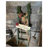 WOOD LADDER W/ HAPPY HOLIDAY SIGN AND ANGEL