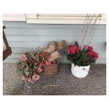ARTIFICIAL PLANTS IN PORCELAIN BUCKET