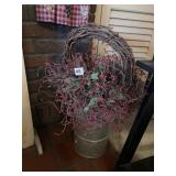 METAL BASKET WITH ARTIFICIAL BERRIES, 17" TALL