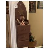 SMALL WOODEN HANGING DRAWERS WITH CANDLES, 17"