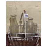 MILK BOTTLES AND BASKET
