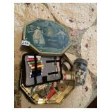 TIN W/ SEWING ITEMS, BUTTONS