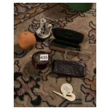 GLASSES W/ CASE, CANDLE, FURNITURE CASTERS