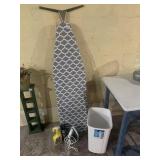 IRONING BOARD, WASTE CAN, IRON, CLR