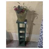 GREEN STAND, FLOWERS IN BUCKET