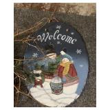 SLATE WELCOME SIGN, WREATH