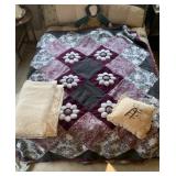 FULL SZ. QUILT HAND CRAFTED, BLANKET AND PILLOW