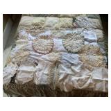 ASSORTED LINENS AND HAND CROCHETED
