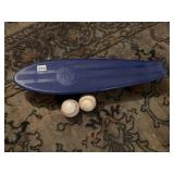 NEWPORTER BOARD AND TWO SIGNED BASEBALLS