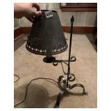 TIN PIERCED SHADE IRON BASE LAMP