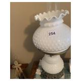 MILK GLASS LAMP W/ METAL BASE