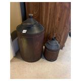 WOODEN JUGS, 10" TALL AND 18" TALL