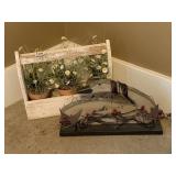 WOODEN PLANTER WITH ARTIFICIAL PLANTS AND WOODEN