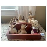 WOOD CADDY W/ CLOTH FIGURES